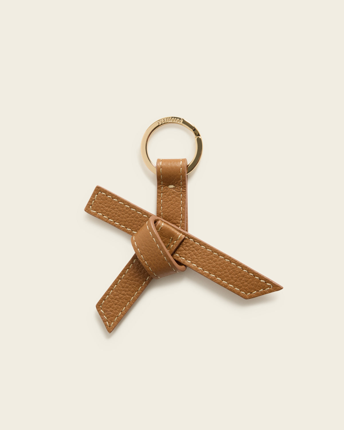 Alessa Keyring Grained Leather Cognac