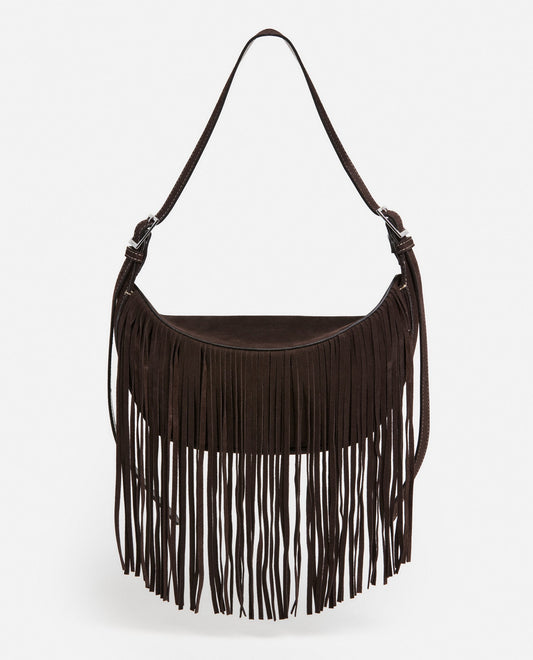 Ivy Cross Shoulder Bag Suede Chocolate