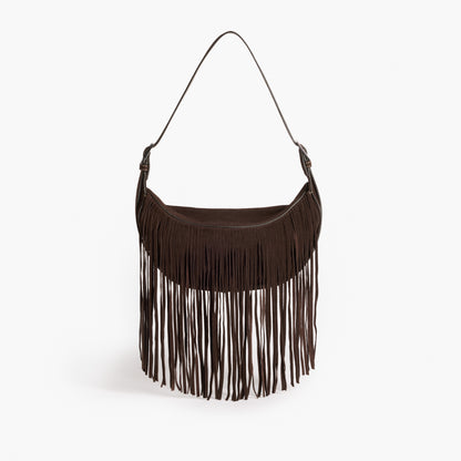 Ivy Cross Shoulder Bag Suede Chocolate