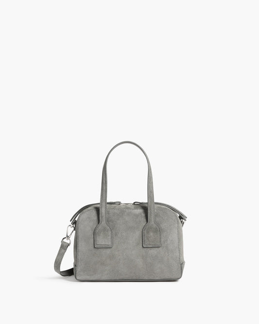 Laci Mini Bowler Bag Suede Stone Grey